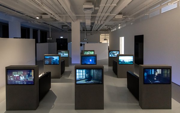 Hello, Finale! 2017  HD video installation (colour, sound)   40 min.  Courtesy of the artist, Kyoto Art Center, Rockbund Art Museum, and Luxelakes·A4 Art Museum  Installation view, 2019. Image: Winnie Yeung @ iMAGE28  Courtesy of M+, Hong Kong