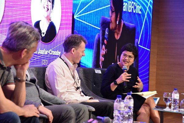 (First from right) Farah Jaafar-Crossby, Labuan IBFC Inc CEO, moderating a panel session at the CoDE Asia 2019 forum today in Kuala Lumpur.