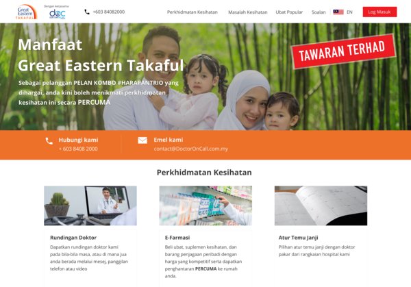 To find out more about DoctorOnCall benefits, Harapan Trio customers can visit www.DoctorOnCall.com.my/greateasterntakaful