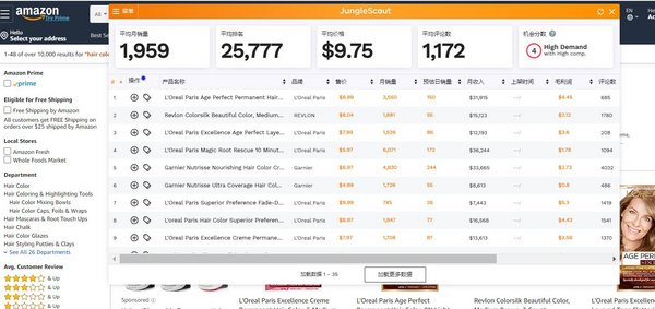Jungle Scout Chrome 插件可以快速整理产品数据，让你轻松找到好的产品机会。