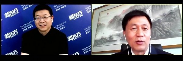 新东方集团副总裁兼北京新东方学校校长李亮（左） 北京一零一中学校长陆云泉（右）