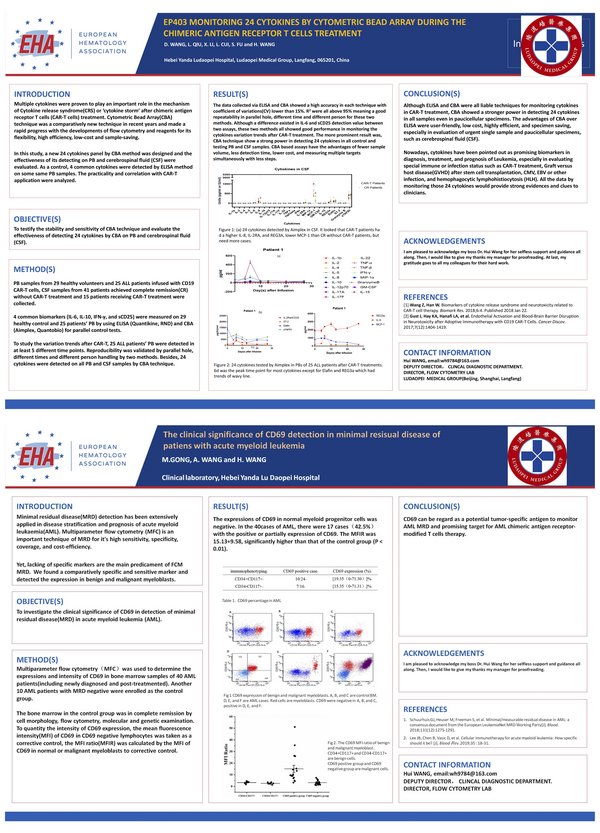 上为研究二在25th EHA展示的墙报，下为研究三在25th EHA展示的论文摘要
