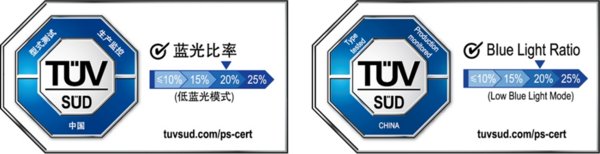 TUV南德蓝光比率等级-投影设备中国认证标志