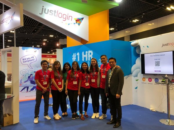 JustLogin team exhibiting at the HR Festival Asia 2019 at Suntec Singapore