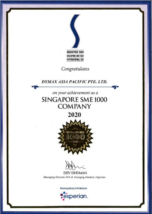 Dymax Asia Pacific Pte Ltd. SME Certificate