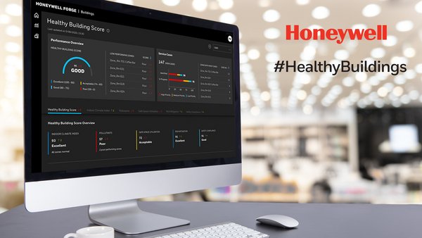 The Honeywell #HealthyBuildings Score comprises key building health metrics in a simplified view on a dashboard. It provides real-time alerts to building owners and operators so they can quickly address non-compliance issues or deal with infection-related incidents.