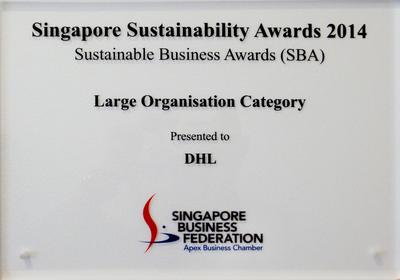 DHL wins the Large Enterprise category at the Sustainable Business Awards in Singapore