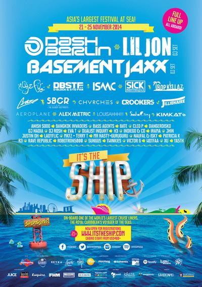 IT’S THE SHIP, Asia’s largest music festival on a cruise has announced a lineup that features over 30 international and regional acts