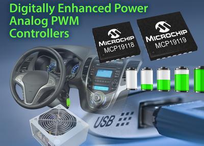 New Digitally Enhanced Power Analog Controllers from Microchip Offer Digital Power Supply Flexibility with Easy Analog Control Loops