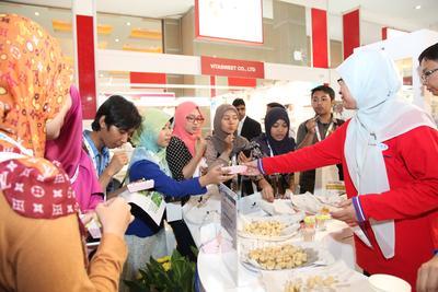 Crowded visitors at Fi Asia 2014 in Jakarta, Indonesia