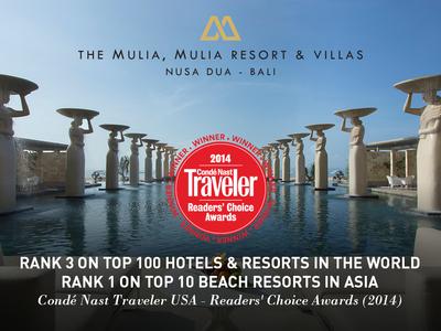 The Mulia - Nusa Dua, Bali Ranks 3 on Conde Nast Traveler Best Hotels in the world
