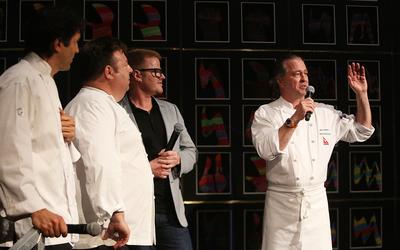 Ben Shewry, Peter Gilmore and Neil Perry AM with Heston Blumenthal (from left to right) at MONA