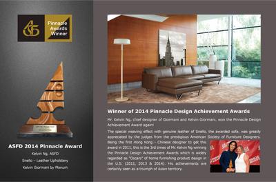 Mr. Kelvin Ng, has been the first Hong Kong – Chinese designer who won the “Oscars” of home furnishing product design, Pinnacle Design Achievement Awards in 2011 and subsequently in 2013 and this year.