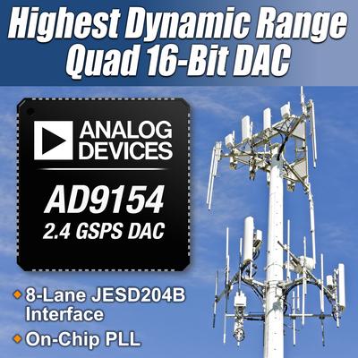 ADI推出四通道、2.4 GSPS、16位数DAC AD9154