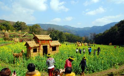Visitors lingering on Jiangling's Scarecrow Fairyland