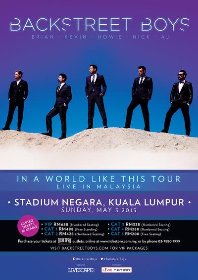 Backstreet Boys will be heading to Malaysian shores as part of their "In A World Like This" tour on 3 May 2015 live at Stadium Negara