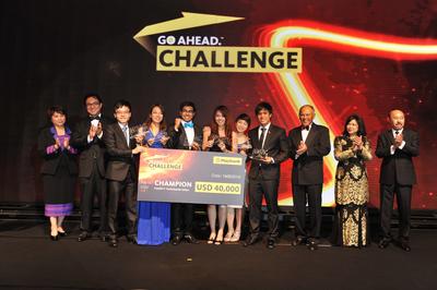 Maybank GO Ahead. Challenge 2014 Winners pose with their cheque