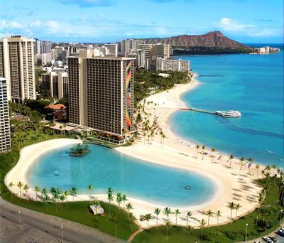 Aerial view of the Hilton Hawaiian Village Waikiki Beach Resort