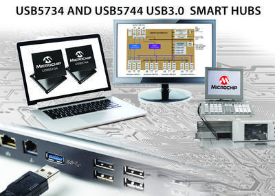 Microchip USB5734 and USB5744 USB3.0 Smart Hubs