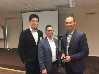 Left to Right:  Royce Shih, VP of Sales & Marketing of PR Newswire in Asia-Pacific, Michael Pranikoff and guest speaker of Singapore event, Alan Soon