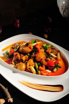 Fried Mandarin fish fillet braised with spicy bean paste and vegetables