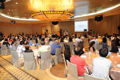 Asia Plantation Capital pioneer clients and their guests filling the ballroom at the Fullerton Hotel