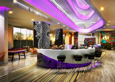 Tampilan desain inovatif lobby hotel
