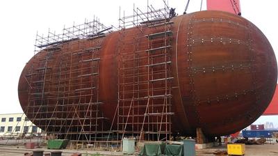 中集安瑞科“宏图”建成国内首艘LNG运输船罐