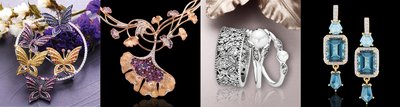 Jewellery pieces by (from left) China Stone Ltd, MKS Jewelry International Co Ltd, PANDORA Production Co Ltd, Pranda Group