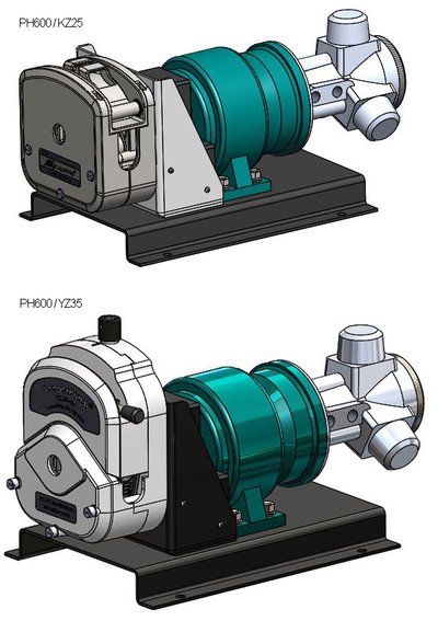 兰格的气动型蠕动泵PH600/KZ25和PH600/YZ35模型。