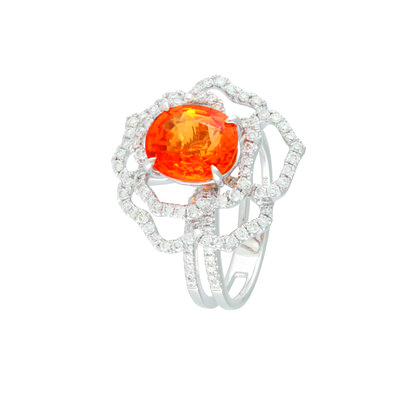 Orange Sapphire Ring by On Cheong Jewellery