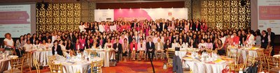 Part of the massive gathering of women leaders at House of Rose Professional's Break the ceiling touch the sky (c) 2015 summit. All in pink - the theme color for the summit.