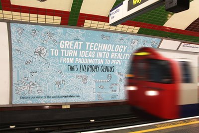 London Underground advert promoting MediaTek's mission of enabling Everyday Genius