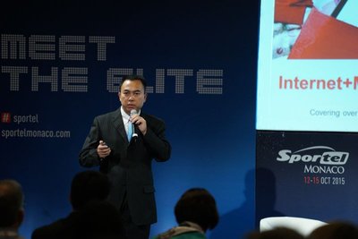 General Manager of Sports Business Development and Marketing TENCNET - Yuefeng Xie makes key note speech at Sportel Monaco