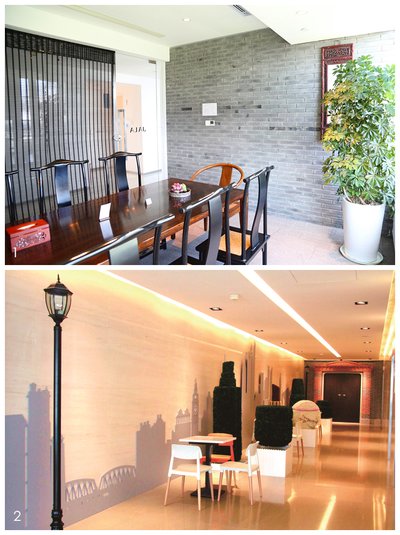 图一：古色古香的中式会议室。图二：别有风味的“老上海风情街”