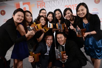 HKBN Talent Engagement team members express their elation after winning big at the awards ceremony