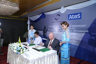 Partnership agreement signing between MMG and Atos for launch of BaaS in Myanmar