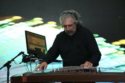 Etienne Schwarcz, lighting director of the closing ceremony of the Athens Olympics and leading European composer, performs music created from wind