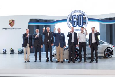 From left: Mr Grant Smith, General Manager, Porsche Centre Hong Kong and Macau;Mr Franz Jung, President and CEO, Porsche China;Mr Hans Joachim Stuck, Champion, 24 Hours of Le Mans, 1986 and 1987;Mr Hans Michael Jebsen, Chairman, Jebsen Group;Mr Helmuth Hennig, Group Managing Director, Jebsen Group;Mr Earl Anderson Bamber, Champion, 24 hours of Le Mans, 2015;Mr Joachim Eberlein, Managing Director, Jebsen Motors.