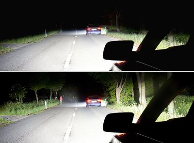 相比传统的近光灯，使用无眩目远光灯的驾驶者能在平均时速80公里的情况下提前32米或1.4秒发现危险