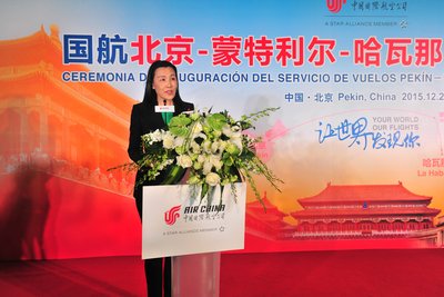 Sekretaris Partai & Vice Chairman China National Aviation Holding Company, Wang Xiang, menyampaikan pidato