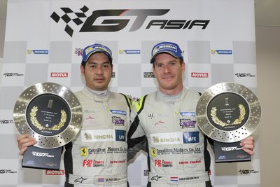 TP12 drivers Piti “Todd” Bhirombhakdi and Carlo Van Dam won their maiden GT Asia victory in 2015 at the Fuji International Speedway.
