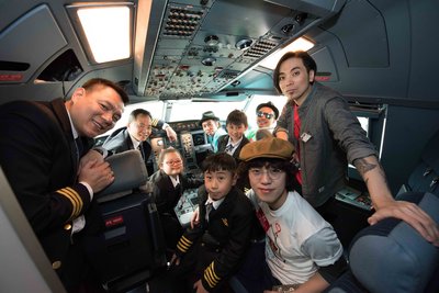 Kids got on board a Hong Kong Airlines aircraft and entered the cockpit for the very first time in their lives