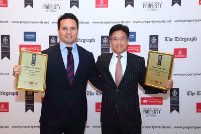 At the Asia Pacific Property Awards 2016-2017, Mr. Wanchak Buranasiri (right), Chief Operating Officer and Mr. Cobby Leathers (left), Head of International Business of Sansiri Public Company Limited, Thailand's leading fully-integrated property developer, is seen accepting five awards in a row on behalf of the company: Five-Star Award plus four Highly Commended awards in a ceremony held recently at Shangri-La Hotel, Kuala Lumpur.
