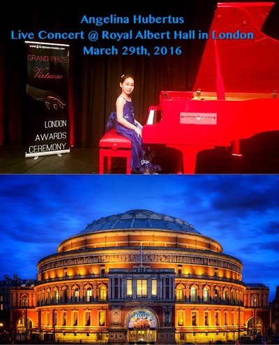 9岁美国华裔女孩安吉丽娜.徐嘉煜 (Angelina Hubertus) 于英国伦敦皇家阿尔伯特音乐厅现场演奏