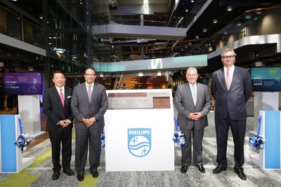 Official opening of the new state-of-the-art Philips APAC Center, Philips’ ASEAN Pacific headquarters in Toa Payoh, Singapore (From left to right: Fabian Wong, Chief Executive Officer, Philips ASEAN Pacific; Mr. S. Iswaran, Minister for Trade and Industry (Industry), Singapore; Ronald de Jong, Executive Vice President and Chief Market Leader, Royal Philips; H.E. Jacques Werner, Ambassador of the Kingdom of the Netherlands to Singapore)