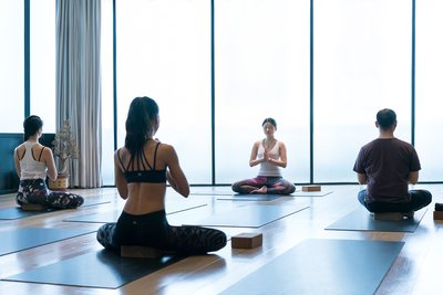 Meditation at art yoga studio