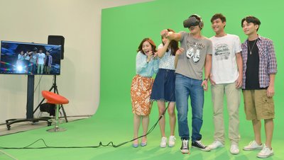 Celebrities from "Good Times", a famous TV drama in Taiwan, experiencing virtual reality technology.