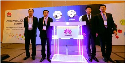(L-R)Vincent Zhao-President of Cloud Core Network Marketing& Solution Sales Dept, Zhou Jianjun-President of Carrier Business, Huawei Southern Pacific Region, Yangpeng and Wangsongtao at the opening ceremony of Cloud Communications Journey