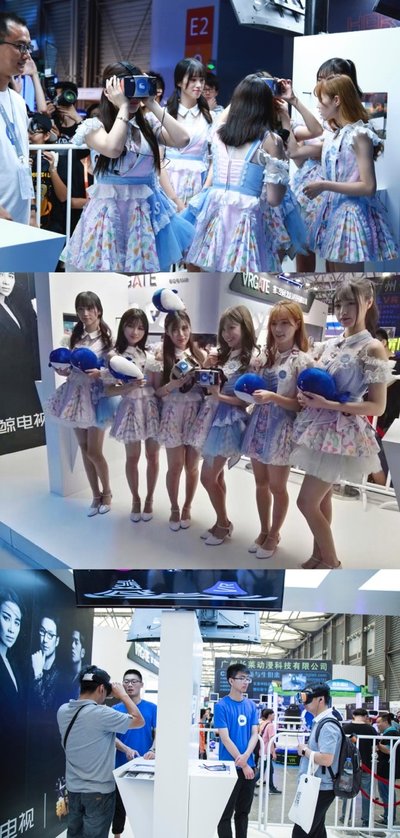 SNH48成员以及VR发烧友来到微鲸VR展区体验独家精彩内容